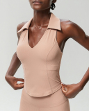 Women V Neck Fitness Sports Quick Drying Running Yoga Tennis Vest S-XL