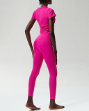 Women Short Sleeve Fitness Quick Drying Ruched Outdoor Running Slim Pants Yoga Sets S-XL