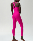 Women Wave Criss Cross Sleeveless Slim Sports Yoga Jumpsuit S-XL