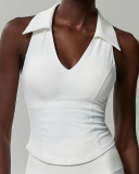 Women V Neck Fitness Sports Quick Drying Running Yoga Tennis Vest S-XL