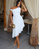 Irregular Women Hot Sale Solid Color Dress S-L