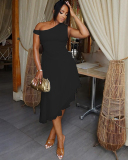 Irregular Women Hot Sale Solid Color Dress S-L
