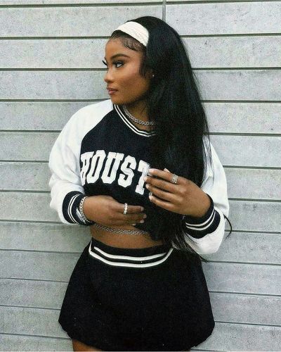 Black Leisure Women Wholesale Two Piece Skirt Set S-L