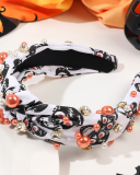 Pearled Rhinestone Knotted Spiderweb Halloween Headband
