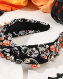 Pearled Rhinestone Knotted Spiderweb Halloween Headband