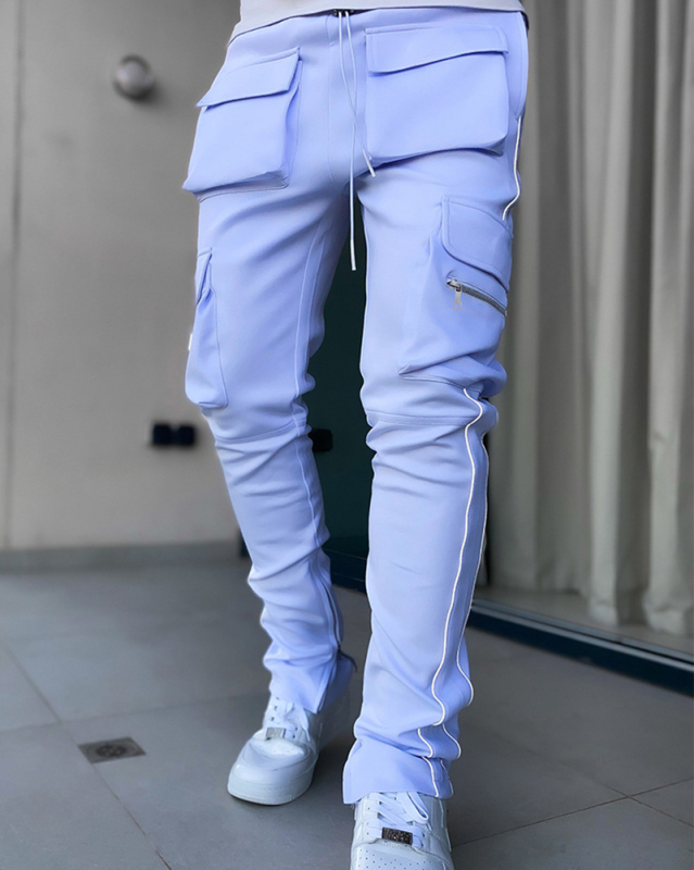 Multiple Pocket reflective Casual Men's Pants M-3XL
