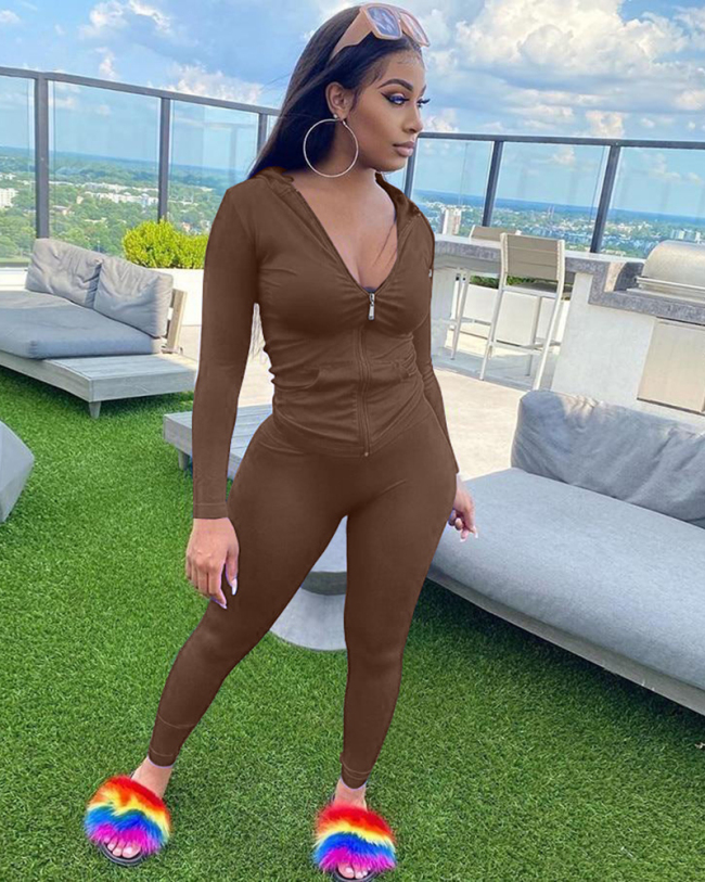 New Leisure Wholesale Women Autumn Sporty Two Piece Pant Set S-XXL