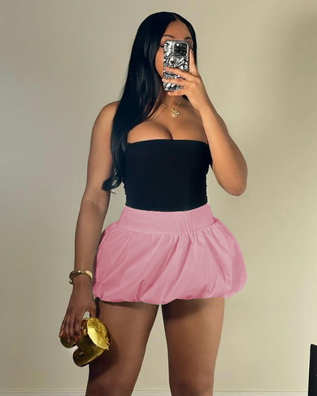 Women Summer Sexy Cute Multi Color Bubble Skirt White Black Pink Khaki Yellow Blue S-L