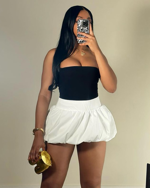 Women Summer Sexy Cute Multi Color Bubble Skirt White Black Pink Khaki Yellow Blue S-L