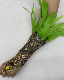 Gothic Style Feather Gloves Hollowed Out Gold Lace Lace Arm Sleeves