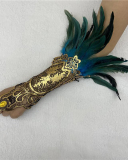 Gothic Style Feather Gloves Hollowed Out Gold Lace Lace Arm Sleeves