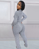 High Quality Women Wholesale Knitted Sweater Two Piece Pant Set S-XXL