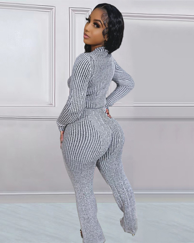 High Quality Women Wholesale Knitted Sweater Two Piece Pant Set S-XXL