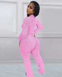 High Quality Women Wholesale Knitted Sweater Two Piece Pant Set S-XXL