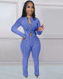 High Quality Women Wholesale Knitted Sweater Two Piece Pant Set S-XXL