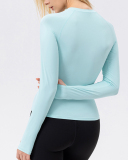 Cutomized Logo Women Long Sleeve Breathable Ourdoor Fitness Running UPF50+ T-shirt S-2XL
