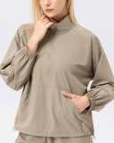 Half Zipper Stand Collar Quickly Drying Running Long Sleeve Fitness Top S-2XL