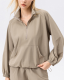 Half Zipper Stand Collar Quickly Drying Running Long Sleeve Fitness Top S-2XL