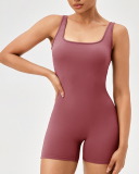 Women Sleeveless Solid Color Fitness Hips Lift Running Rompers S-2XL