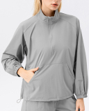 Half Zipper Stand Collar Quickly Drying Running Long Sleeve Fitness Top S-2XL