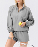 Half Zipper Stand Collar Quickly Drying Running Long Sleeve Fitness Top S-2XL