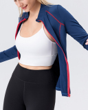 Fall & Winter Outdoor Running Long Sleeve Zipper Stand Collar Training Coat M-3XL
