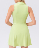 Women Lapel Quickly Drying Breathable Colorblock Tennis Dress S-2XL