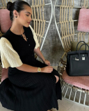 Short Sleeve Knitted High Fashion Women Long Dress S-L