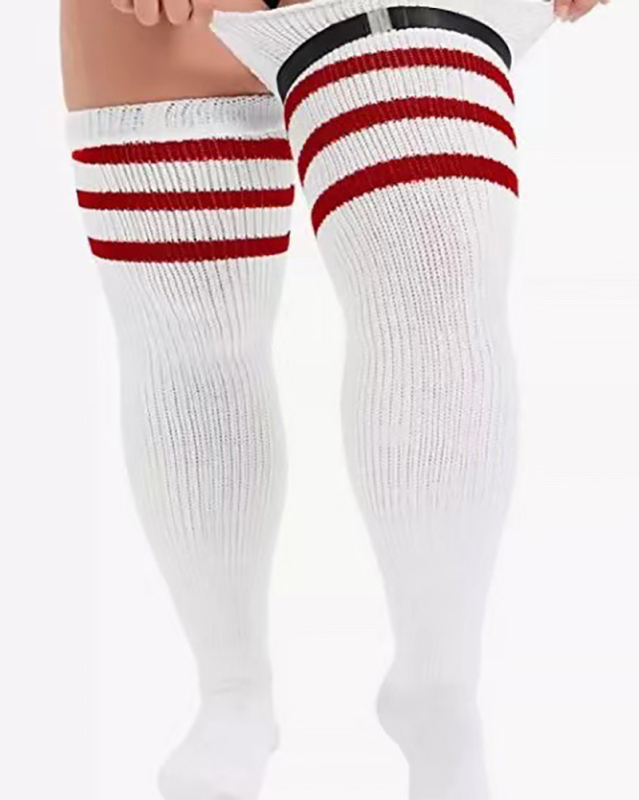 Multicoloured Plus Size Knit Buckle Thigh High Socks