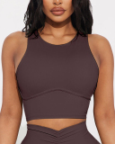 Hot Sale Factory Sleeveless Sports Vest High Waist Wide Leg Pants Two Piece Sets S-L
