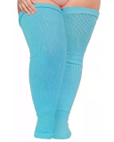 Multicoloured Plus Size Knit Buckle Thigh High Socks