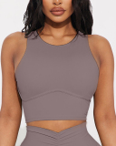 Hot Sale Factory Sleeveless Sports Vest High Waist Wide Leg Pants Two Piece Sets S-L