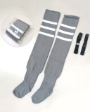 Multicoloured Plus Size Knit Buckle Thigh High Socks