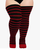 Multicoloured Plus Size Knit Buckle Thigh High Socks