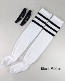 Multicoloured Plus Size Knit Buckle Thigh High Socks