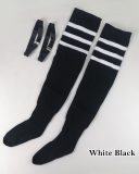 Multicoloured Plus Size Knit Buckle Thigh High Socks