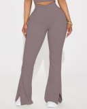 Hot Sale Factory Sleeveless Sports Vest High Waist Wide Leg Pants Two Piece Sets S-L