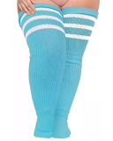 Multicoloured Plus Size Knit Buckle Thigh High Socks