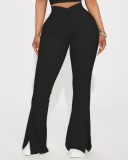 Hot Sale Factory Sleeveless Sports Vest High Waist Wide Leg Pants Two Piece Sets S-L