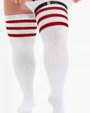 Multicoloured Plus Size Knit Buckle Thigh High Socks