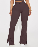 Hot Sale Factory Sleeveless Sports Vest High Waist Wide Leg Pants Two Piece Sets S-L