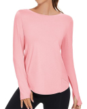Woman O Neck Long Sleeve Side Slit UPF50+ Sunprotect Outdoor Running Active T-shirt S-L