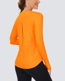 Woman O Neck Long Sleeve Side Slit UPF50+ Sunprotect Outdoor Running Active T-shirt S-L