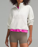 Stand Collar Long Sleeve Pocket Front Fashion Pullover S-L