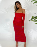Off Shoulder Women Mesh Wholesale Long Sexy Dress S-L