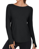Woman O Neck Long Sleeve Side Slit UPF50+ Sunprotect Outdoor Running Active T-shirt S-L