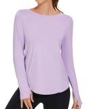 Woman O Neck Long Sleeve Side Slit UPF50+ Sunprotect Outdoor Running Active T-shirt S-L