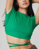 Women ackless Short Sleeve Strap Sports T-shirt S-L
