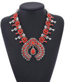 Fashion Bohemian Style Turquoise Flower Pendant Alloy Necklace