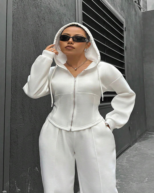 Loose Style Leisure Sporty Women Fashion Two Piece Pant Set Outfit S-XL